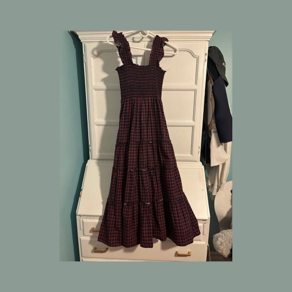 Aqua size XS smock tiered dress with ruffle straps
